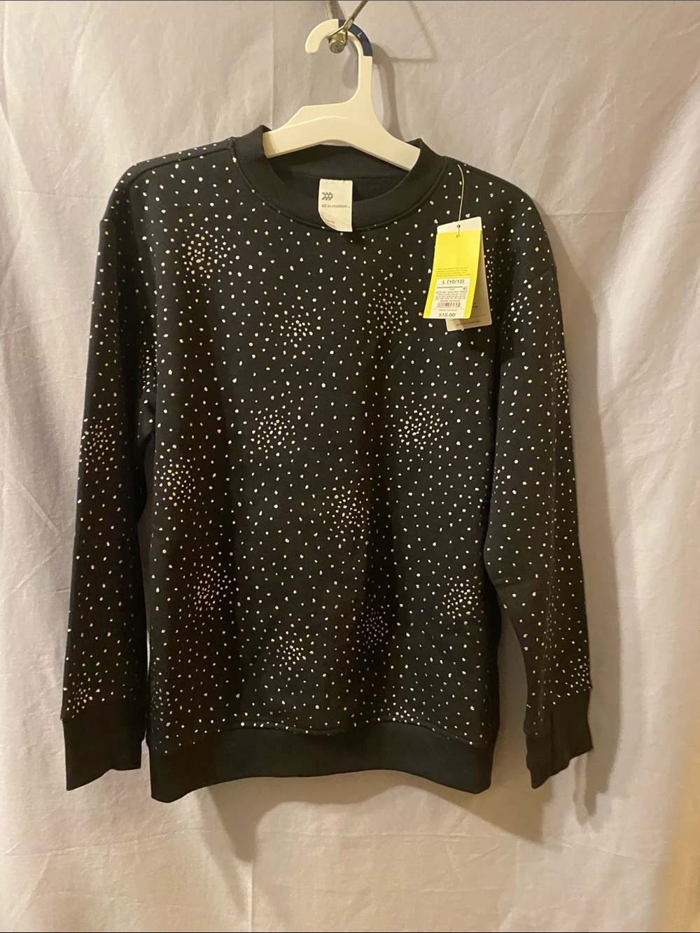 all in motion Black Crewneck Sweater with Silver Dot Accents